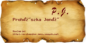 Prohászka Jenő névjegykártya
